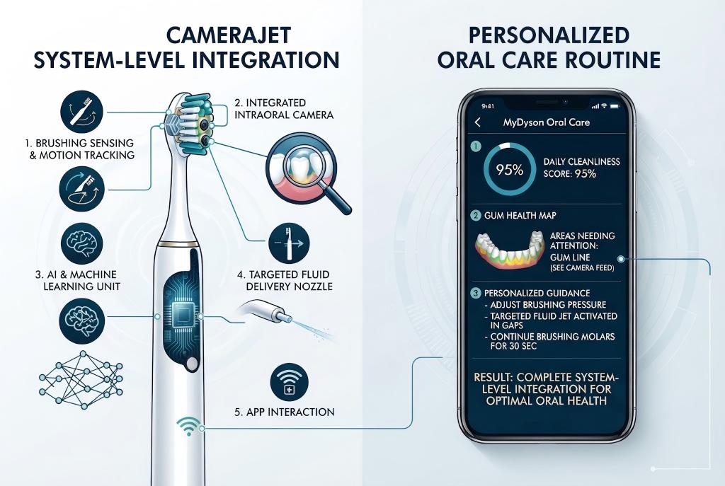 Dyson CameraJet smart oral care concept Dyson CameraJet smart oral care concept with brushing sensing and fluid delivery